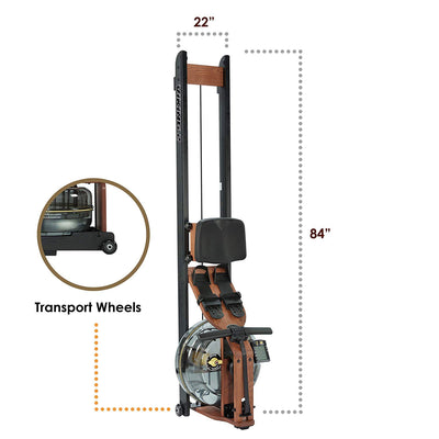 First Degree Fitness Viking II Black Reserve Indoor Rowing Machine, Black/Brown