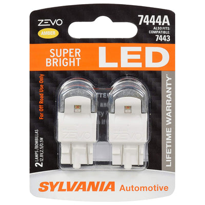 Sylvania Zevo 7444 Amber LED Bright Interior Exterior Mini Light Bulb, 2 Pack