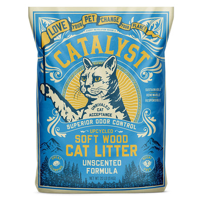 Catalyst Upcycled Soft Wood Cat Litter Odor Control, Unscented, 20 Lbs (2 Pack)