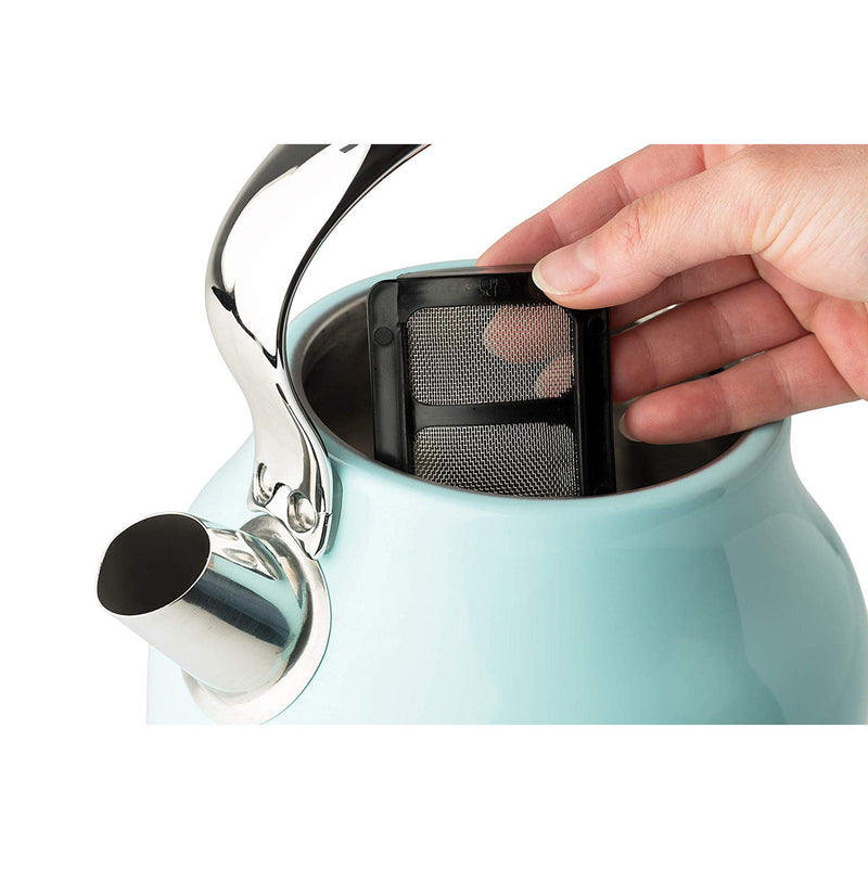 Haden Heritage 1.7 Liter Stainless Steel Electric Kettle with Toaster, Turquoise