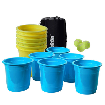 Franklin Sports Bucketz Pong Game, 12 Cups, 3 Tennis Balls, Carry Bag (Open Box)