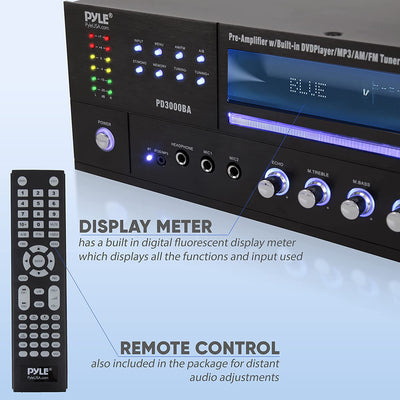 Pyle PD3000BA Home Theater Preamplifier Bluetooth Audio & Video Stereo Receiver - VMInnovations