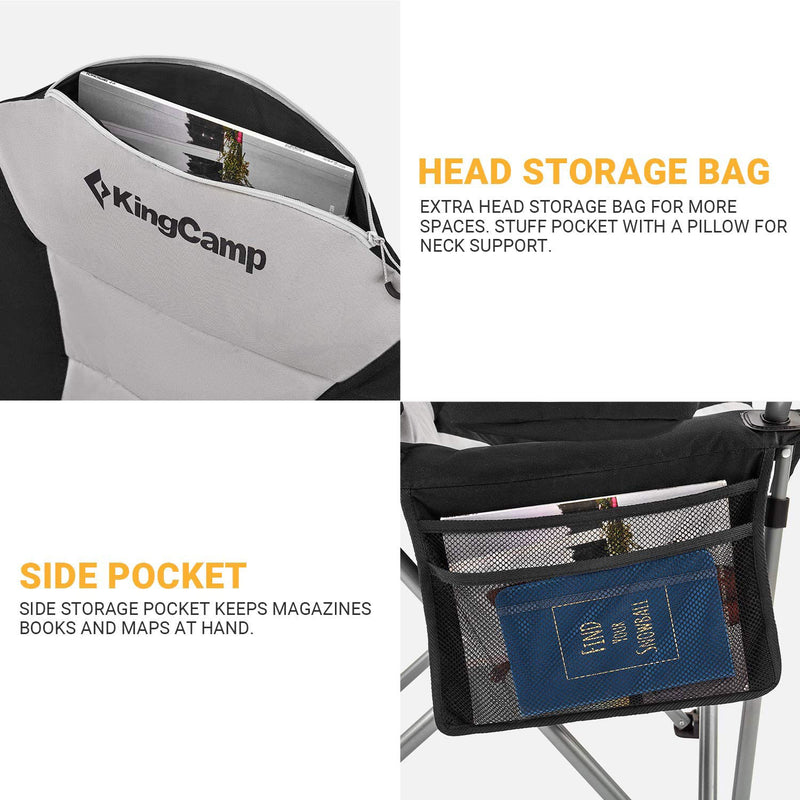 KingCamp Heavy Duty Steel Padded Director Folding Chair w/ Cooler Bag (Open Box)