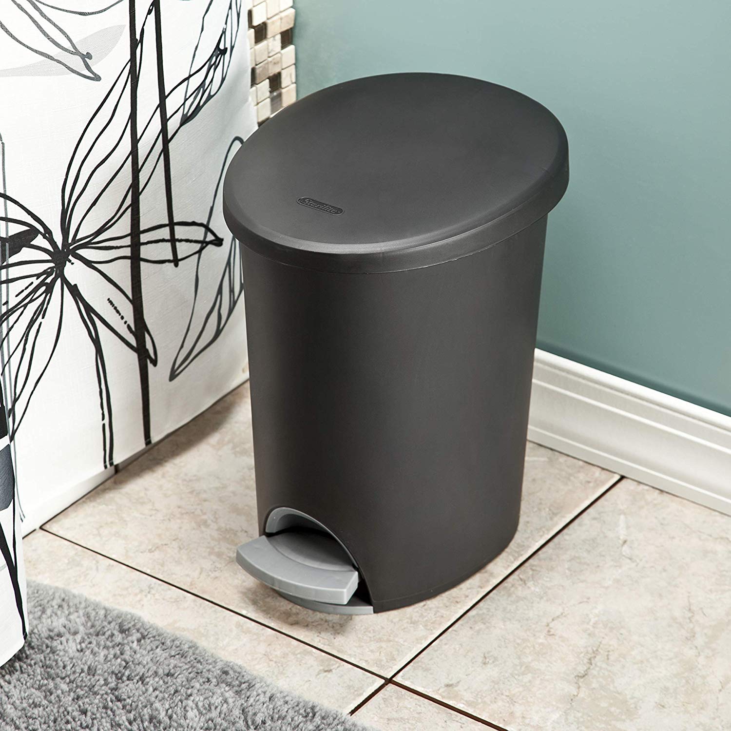 Sterilite 10819002 2.6 Gallon Ultra StepOn Wastebasket w/ Titanium Pedal & Liner