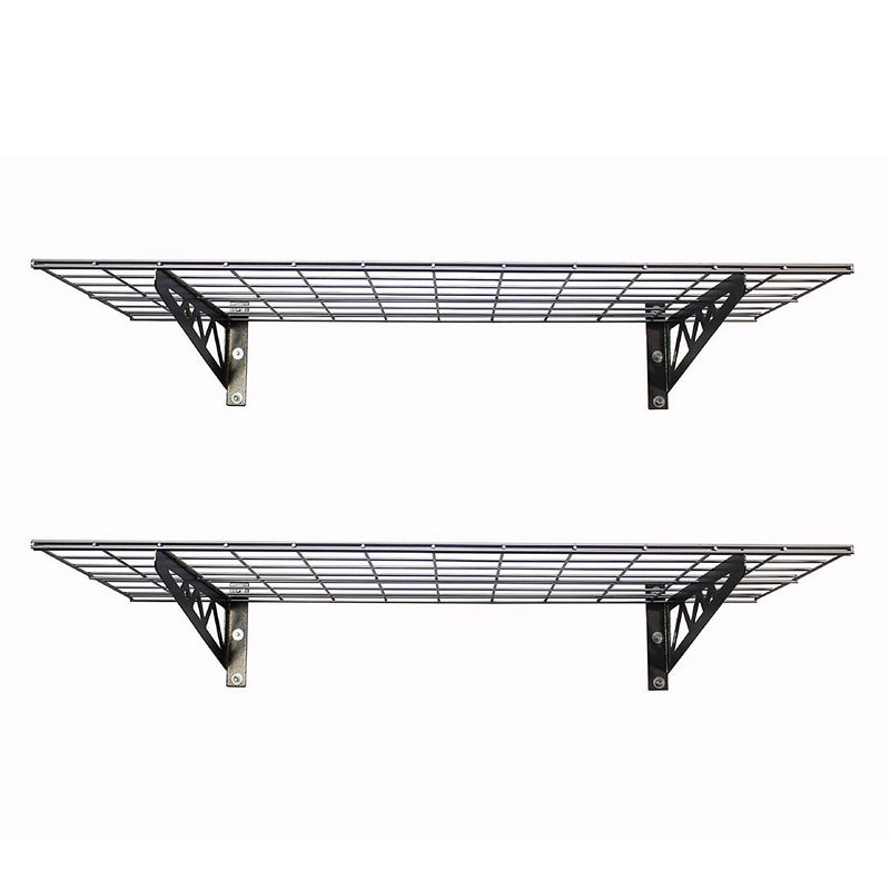 SafeRacks 18 x 48 Inch Garage Shelf Two-Pack with Bike Tire Hooks, Gray (Used)
