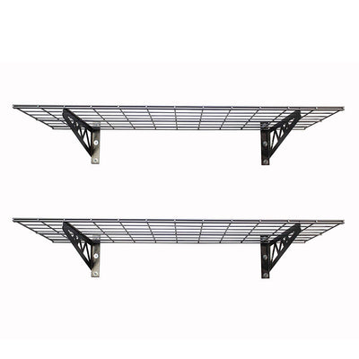 SafeRacks 18 x 48 Inch Wall Shelf Two-Pack with Bike Tire Hooks, Gray (Open Box)