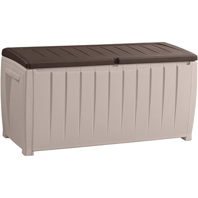 Keter Weatherproof Novel Large 90 Gallon Pool Storage Deck Box, Brown (Open Box) - VMInnovations