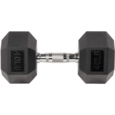 Sporzon! Rubber Encased Hexagon 40LB Single Metal Handheld Dumbbell Weight(Used) - VMInnovations