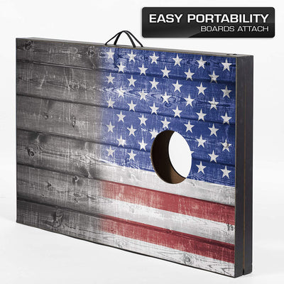 Wild Sports 2 x 3 Foot Stars and Stripes USA Flag Cornhole Outdoor Bags Game Set