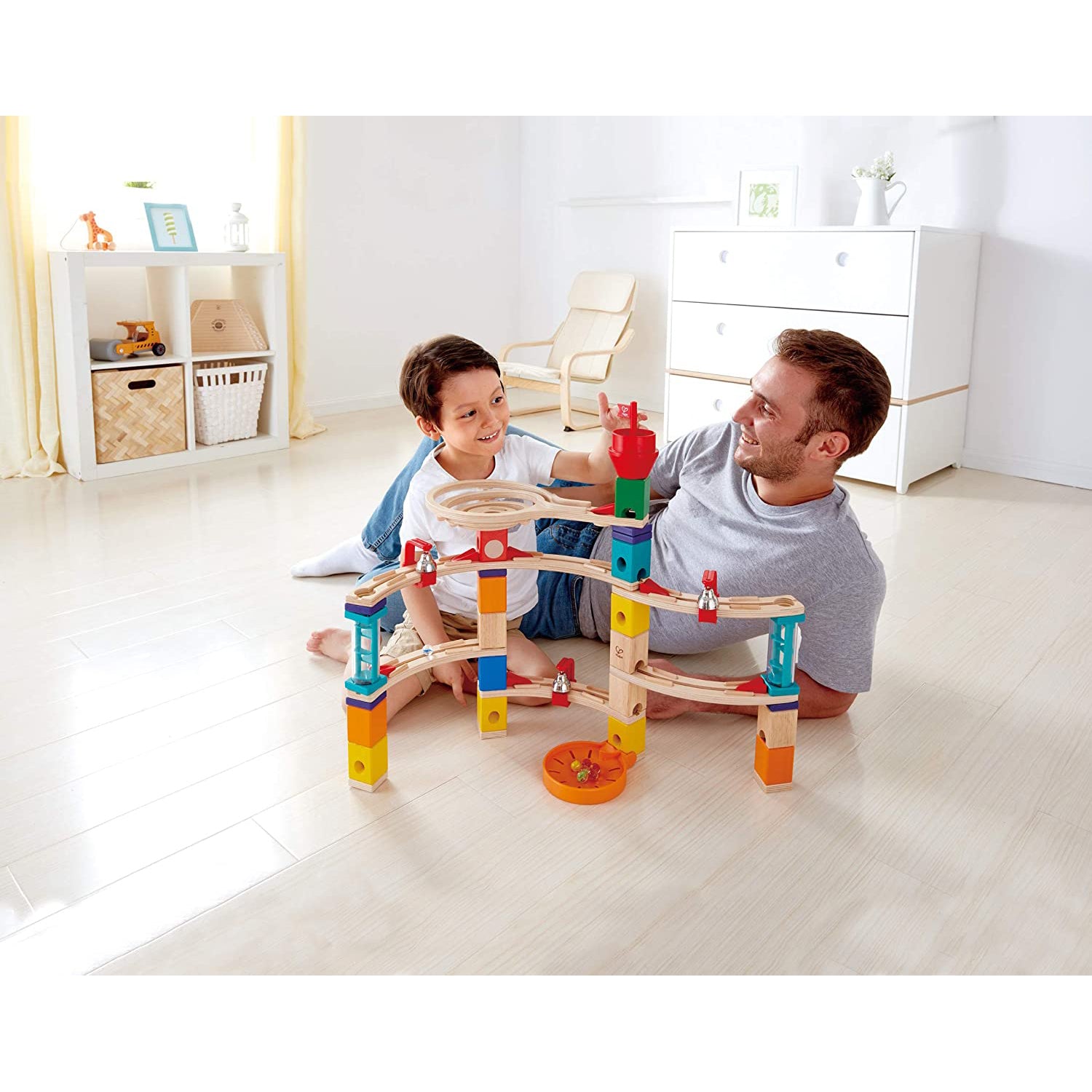 Hape E6019 Castle Escape Quadrilla Wooden Marble Run Construction Building Set