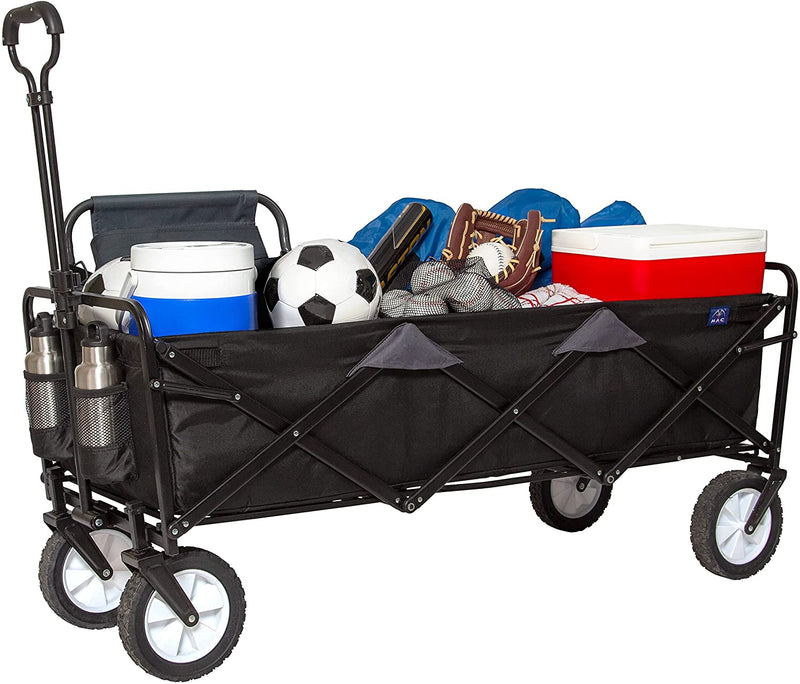 Mac Sports Xtender 52" Extra Long Collapsible Utility Storage Wagon Cart, Black