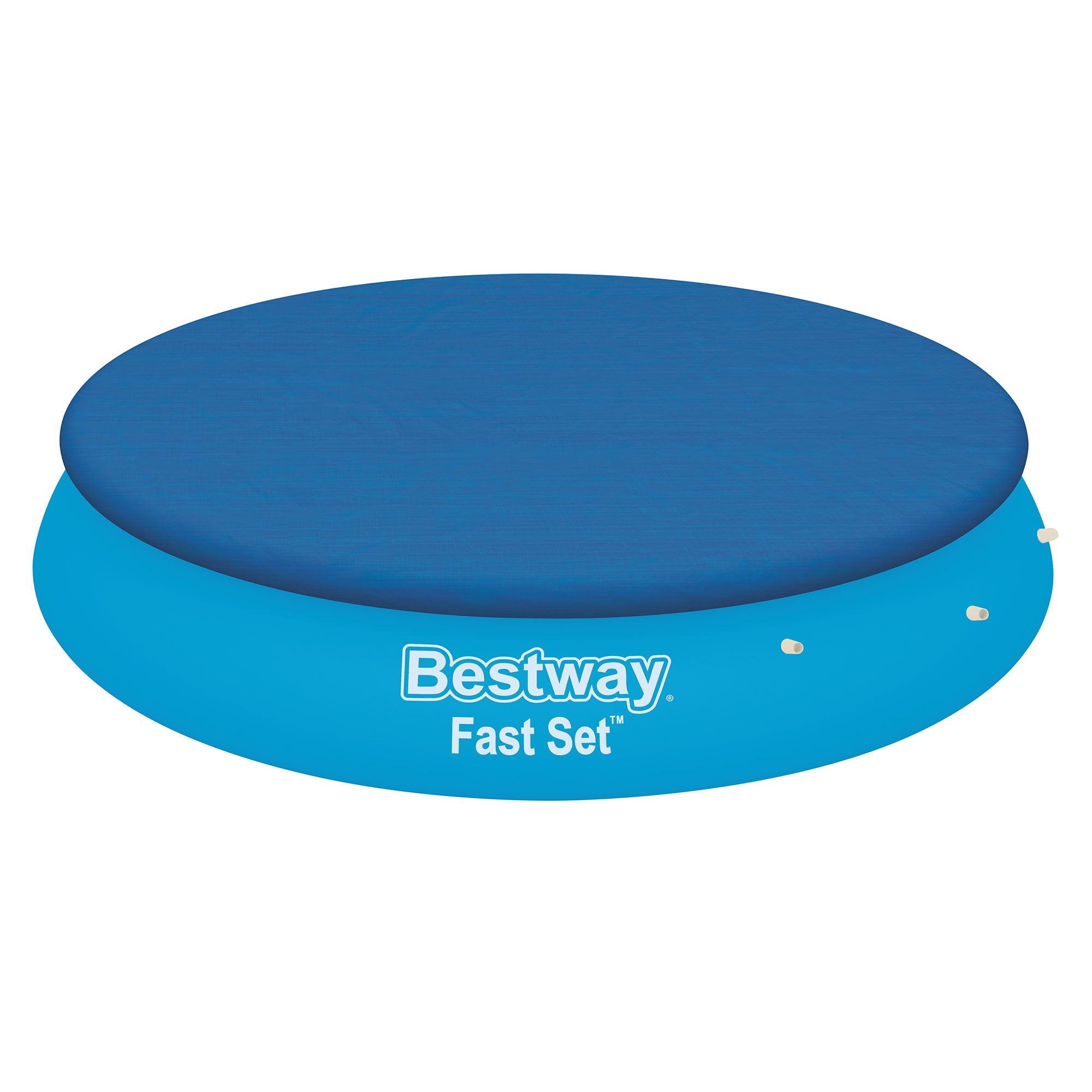 Bestway Flowclear Fast Set 12 Ft Round PVC Pool Cover with Ropes, Blue (2 Pack)