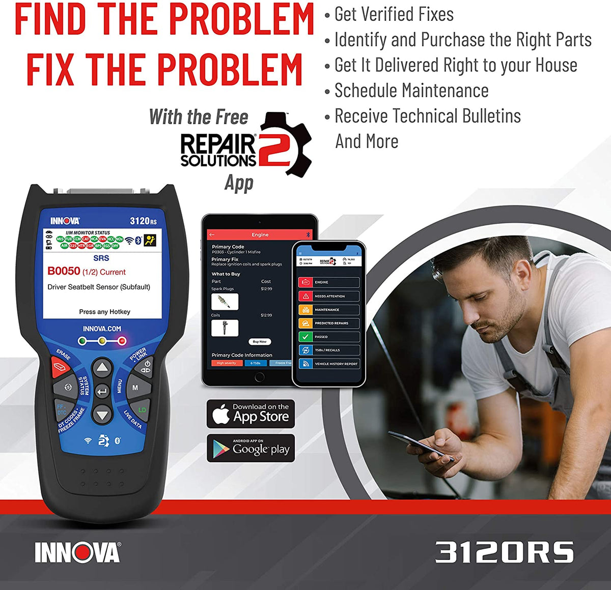 INNOVA FixAssist Bluetooth Code Reader Vehicle Diagnostic Scanner Tool (Used)