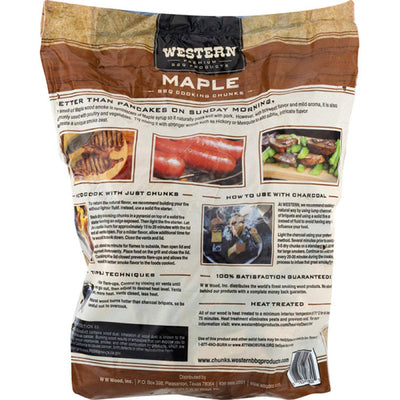Western BBQ Maple Barbecue Flavor Wood Cooking Chunks for Grilling (2 Pack) - VMInnovations