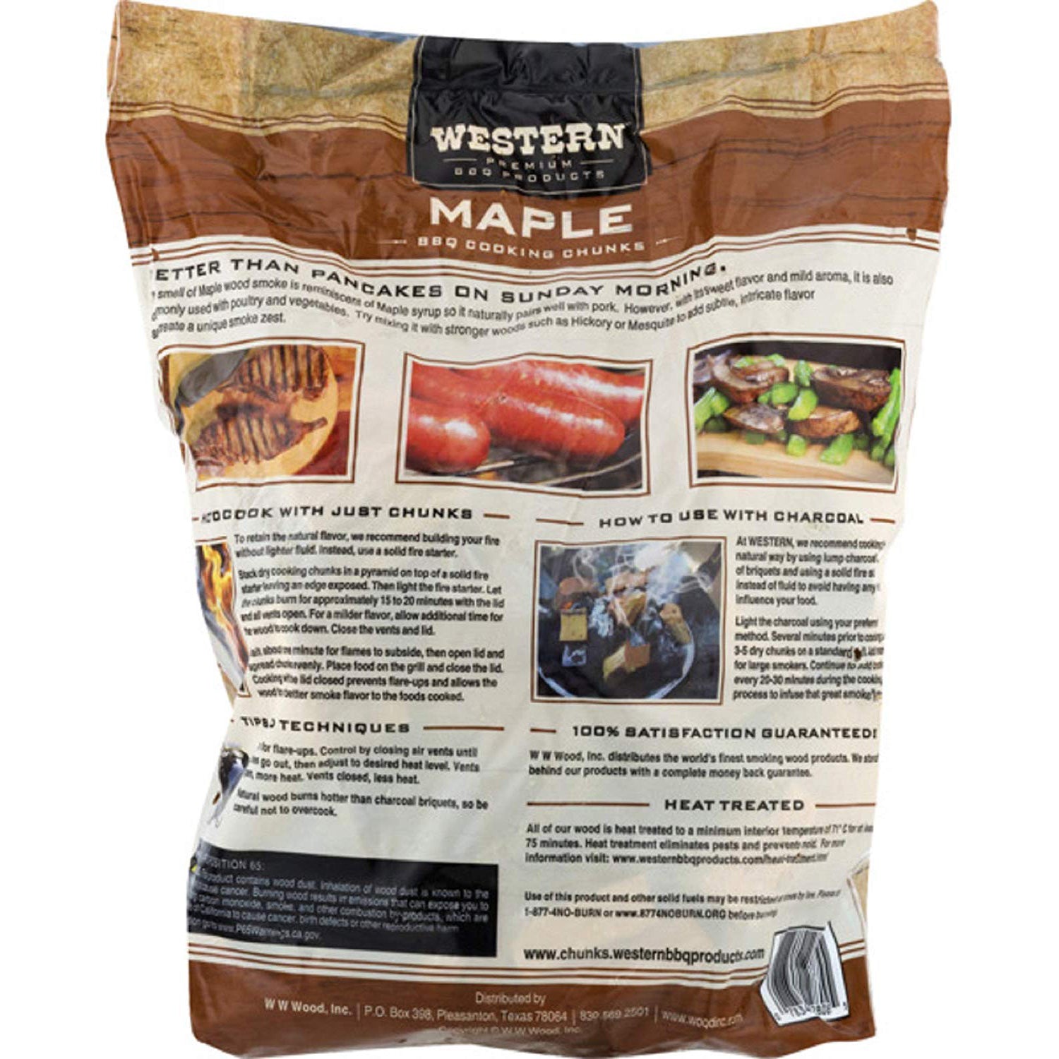 Western BBQ Maple Barbecue Flavor Wood Cooking Chunks for Grilling (4-Pack) - VMInnovations