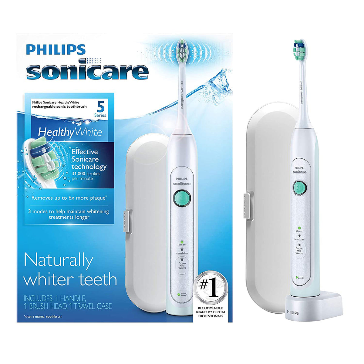 Philips Sonicare HealthyWhite Sonic Electric Rechargeable Toothbrush, White - VMInnovations