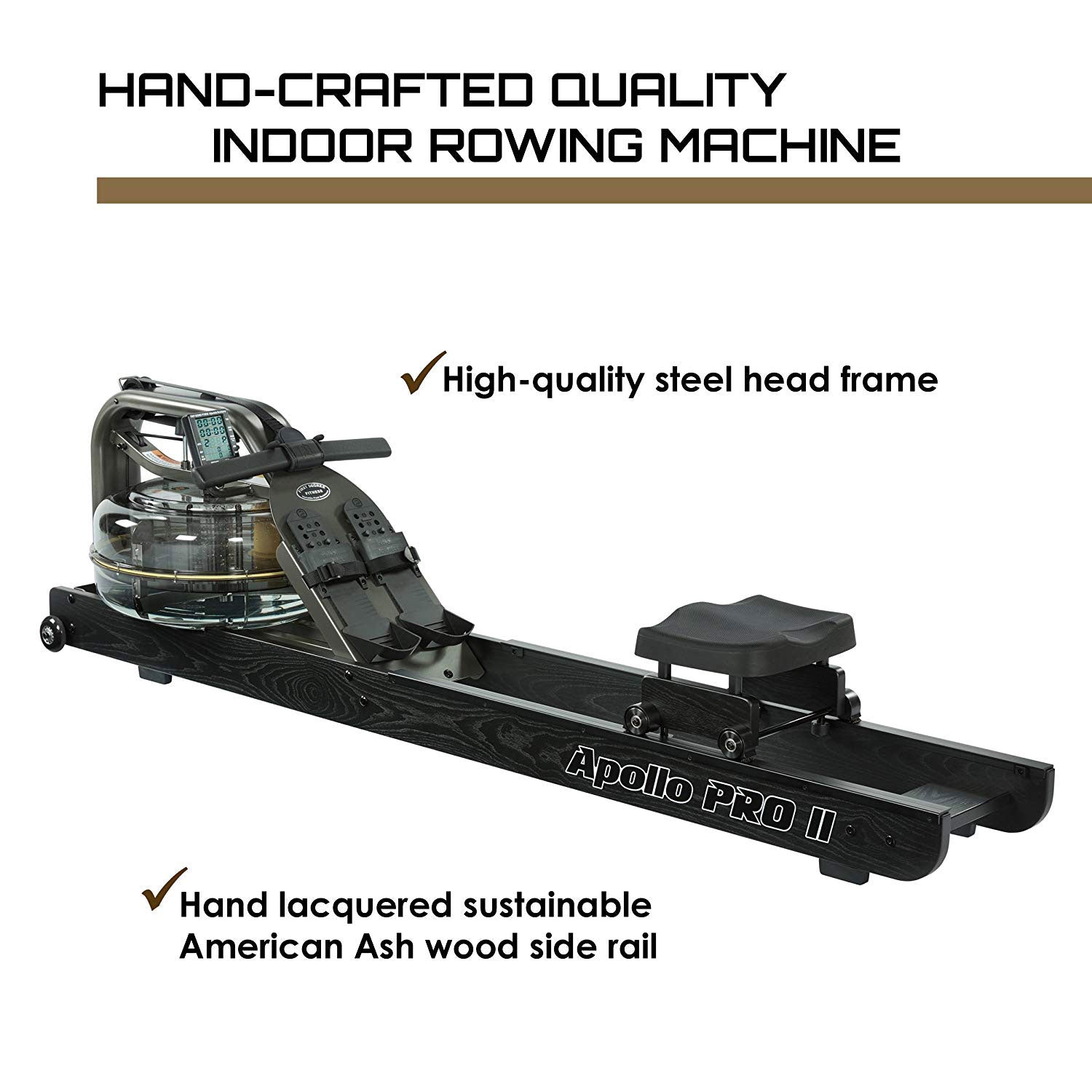 First Degree Fitness Apollo II Reserve AR Indoor Water Rowing Machine, Black (Open Box)