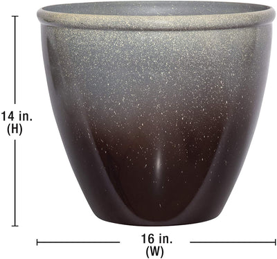 Suncast Seneca 16" Diameter Ombre Planter Flower Pot, Bronze/Brown (Open Box)