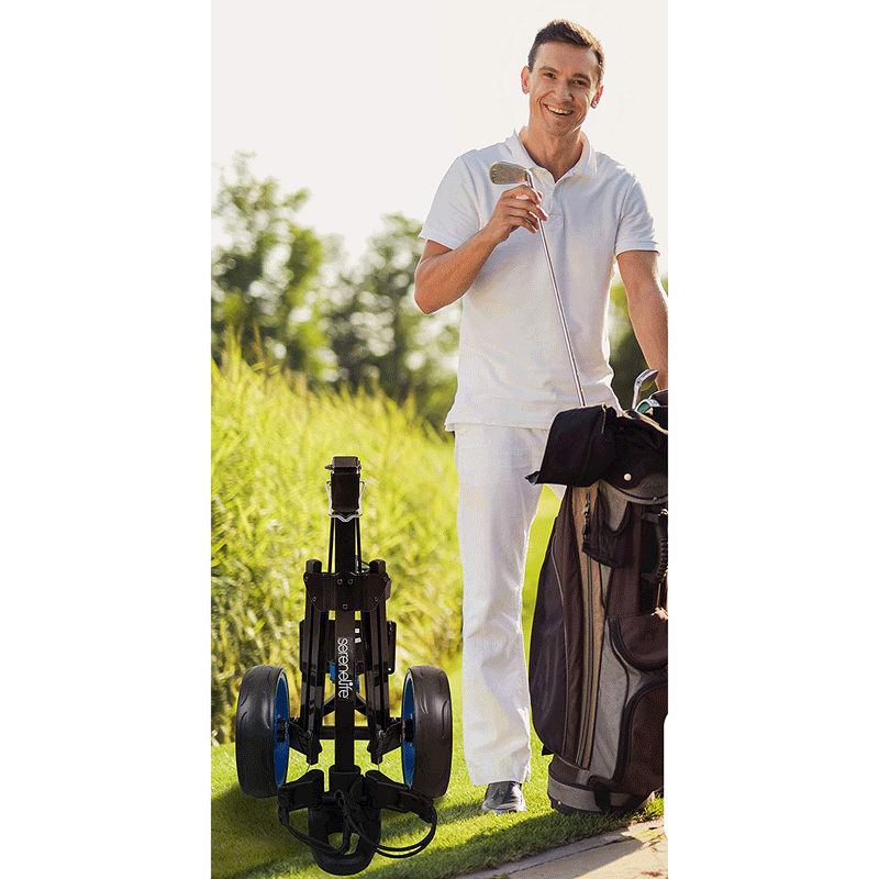 SereneLife SLGZX3 2 Wheel Lightweight Folding Walking Golf Bag Push Cart Trolley