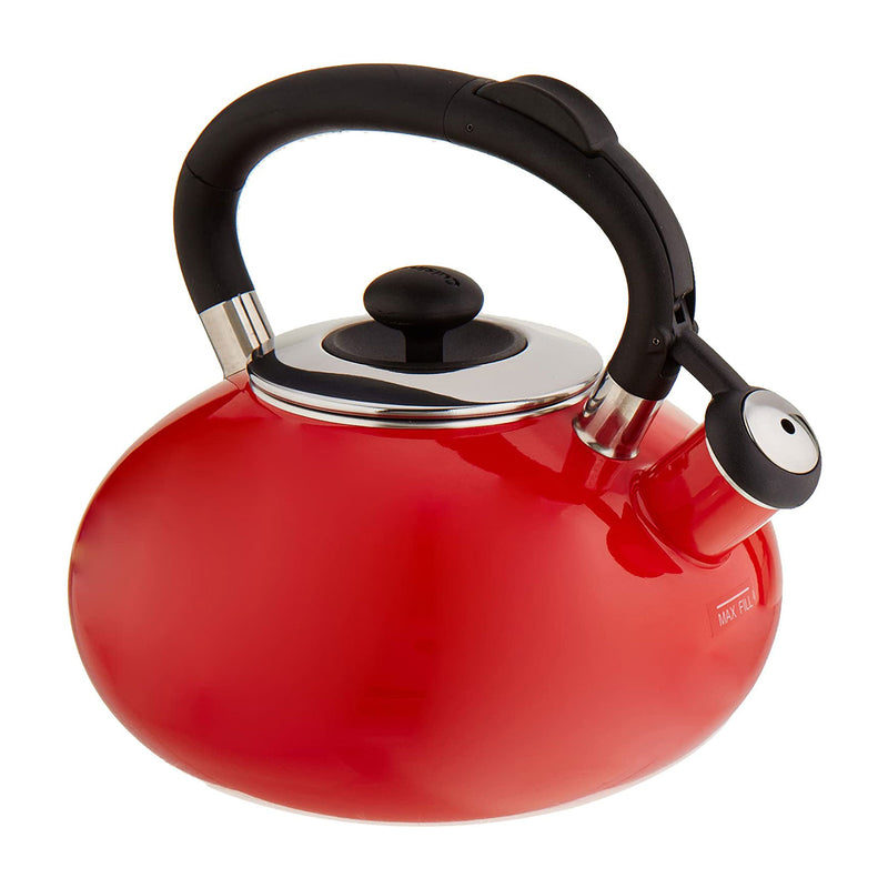 Cuisinart Classic 2 Qt Porcelain Enamel Whistling Tea Kettle Pot, Red (Open Box)
