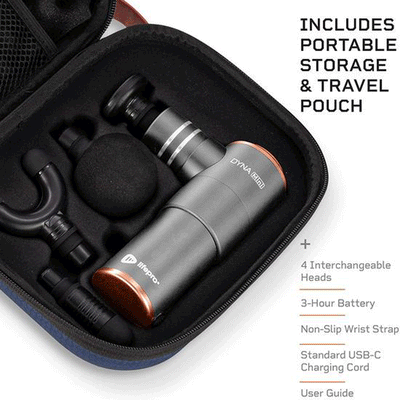 LifePro DynaMini Portable Handheld Deep Muscle Percussion Massage Gun, Silver