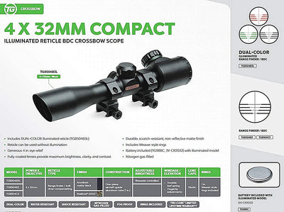 TruGlo 4 x 32 In Compact Illuminated Aluminum Shotgun Scope w/ Rings, Camouflage - VMInnovations