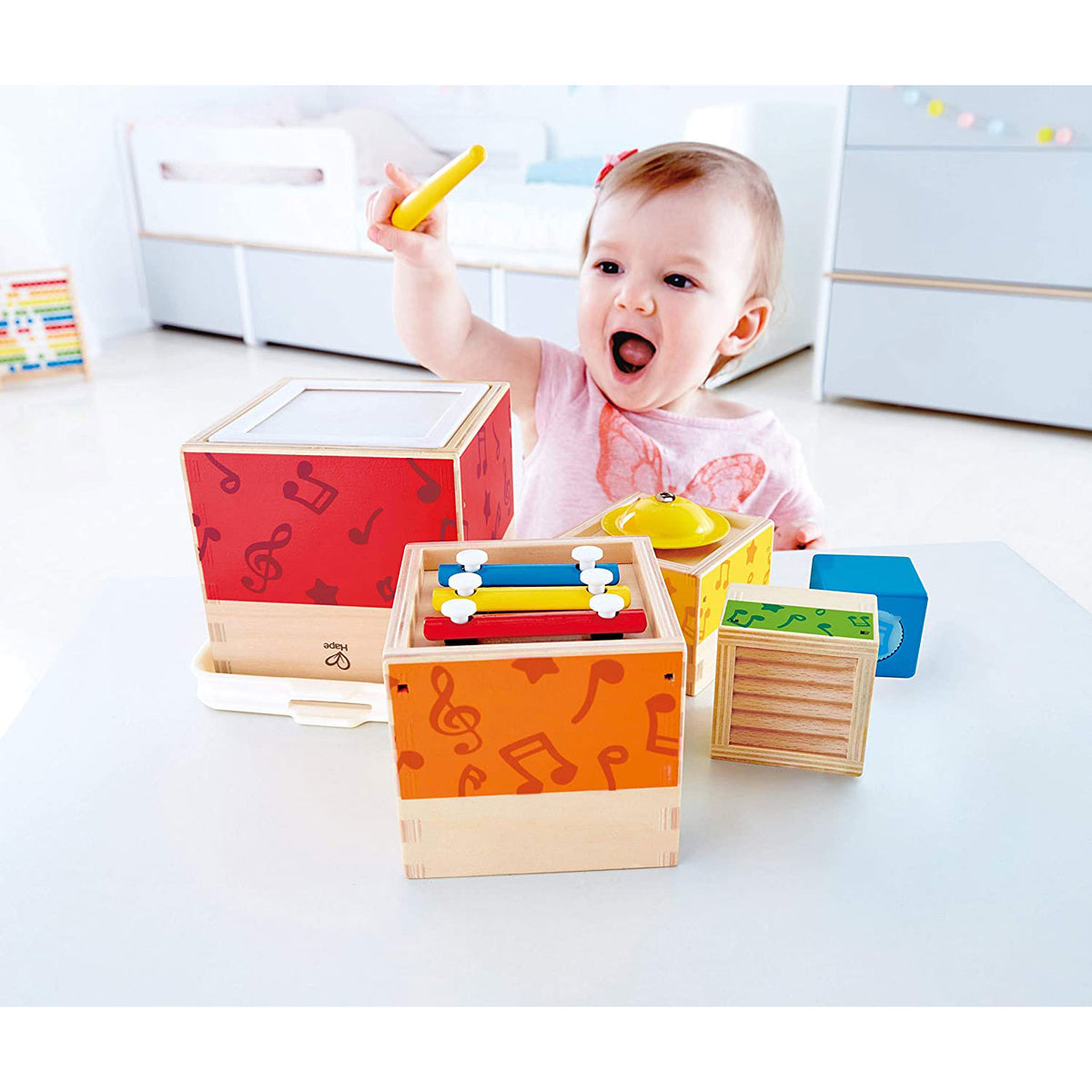 Hape Children's Colorful 6 Piece Wooden Musical Box, Music Toy Set (Open Box)