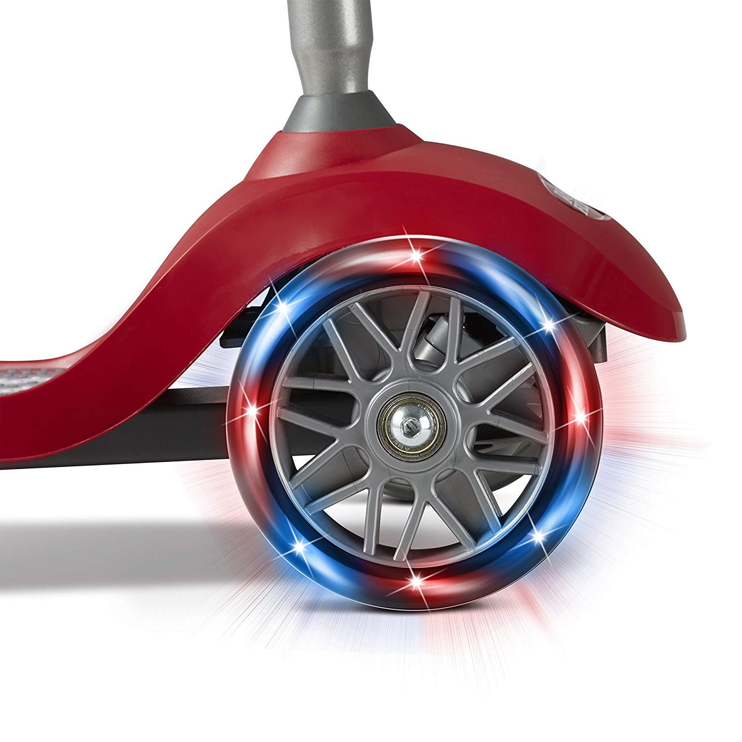Radio Flyer Lean 'N Glide Kids 3-Wheel Scooter with Light Up Wheels, Red (Used)