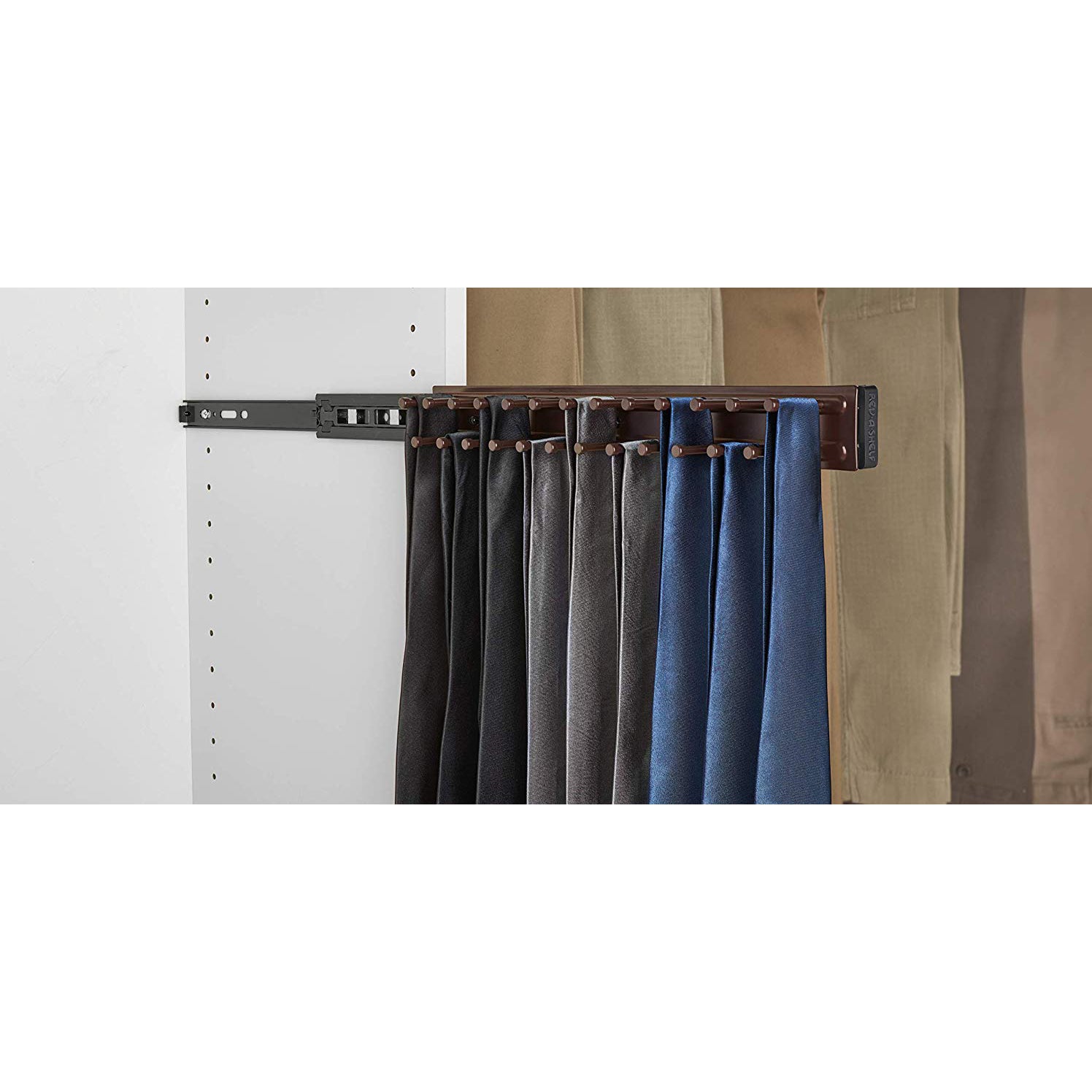 Rev-A-Shelf TRC-14CR 14-Inch Side Mount Extending Tie Rack, Bronze (Open Box)