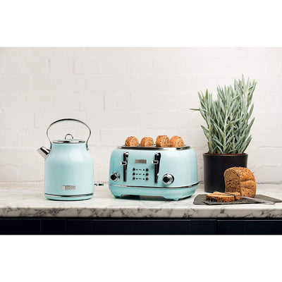 Haden Heritage 1.7 Liter Stainless Steel Body Retro Electric Kettle, Turquoise (Refurbished)
