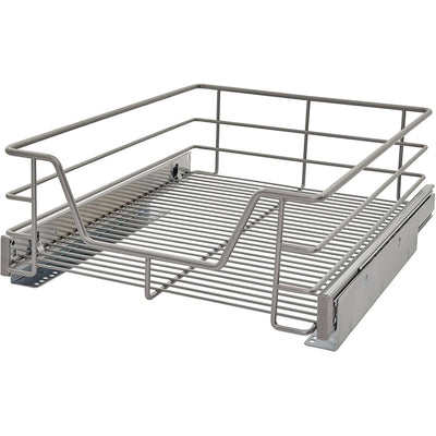 ClosetMaid 14.5 Inch Kitchen Cabinet Pull Out Basket, Platinum (Open Box) - VMInnovations