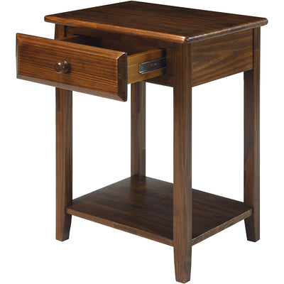 Casual Home Night Owl Bedside Nightstand with USB Ports, Warm Brown (Open Box) - VMInnovations