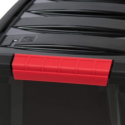 IRIS USA 12 Quart Hard Plastic Stack and Pull Closet Black Storage Box, 6 Pack