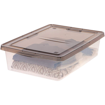 IRIS USA 28-Quart Ultra-Clear Stackable Home Storage Box with Gray Lid, 2 Pack