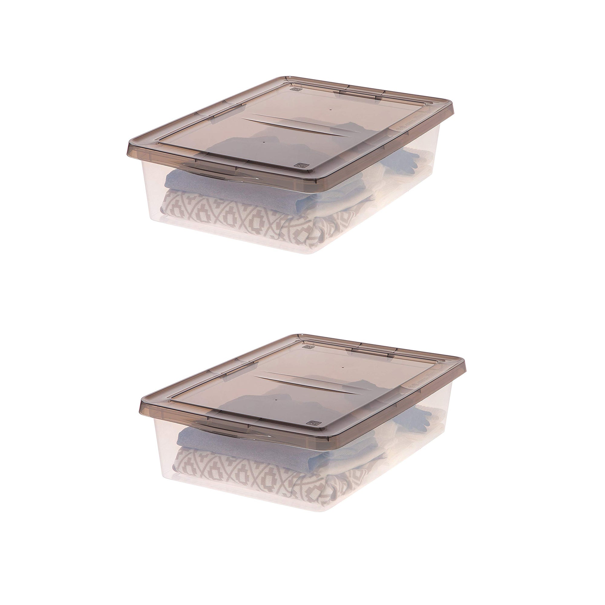 IRIS USA 28-Quart Ultra-Clear Stackable Home Storage Box with Gray Lid, 2 Pack