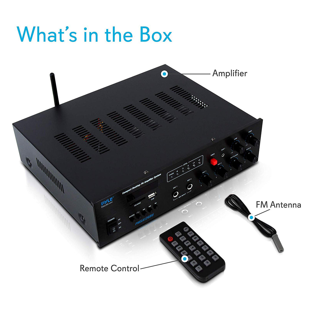 Pyle Bluetooth PA Public Address Speaker Microphone Digital Receiver Amplifier