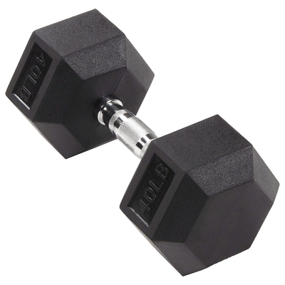 Sporzon! Rubber Encased Hexagon 40LB Single Metal Handheld Dumbbell Weight(Used) - VMInnovations