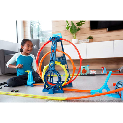 Hot Wheels Track Builder Unlimited Triple Loop Jump Stunt Kit with Vehicle(Used)