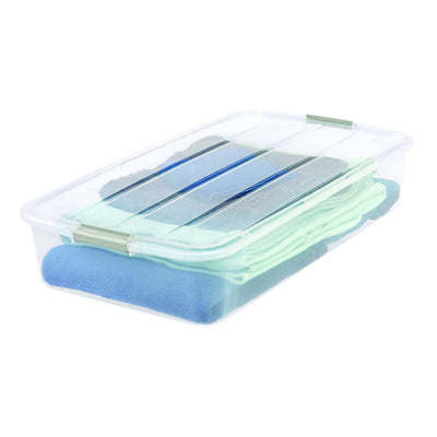 IRIS USA 50qt Clear Plastic Underbed Latched Stack Storage Container (24 Pack) - VMInnovations