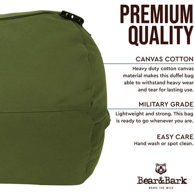 Bear&Bark 46 x 20 Inch Military Travel Duffel Bag with Strap, Green (Open Box)