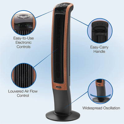 Lasko 42" Wind Curve Woodgrain Electric Slim Standing Tower Fan with Bluetooth - VMInnovations