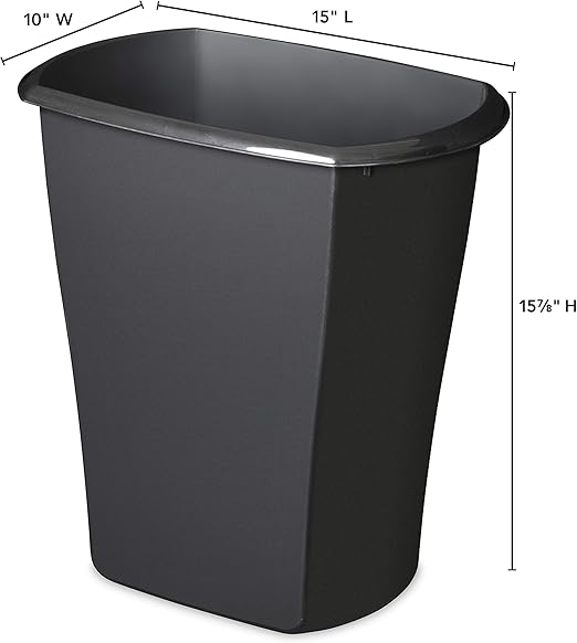 Sterilite 10529006 5.5 Gal Ultra Plastic Wastebasket Trash Can, Black (6 Pack)