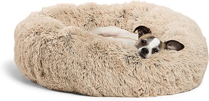Best Friends bySheri Luxury 23in Shag Faux Fur Donut Dog/Cat Bed Taupe(Open Box) - VMInnovations