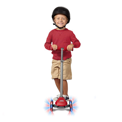 Radio Flyer Lean 'N Glide Kids 3-Wheel Scooter with Light Up Wheels, Red (Used)