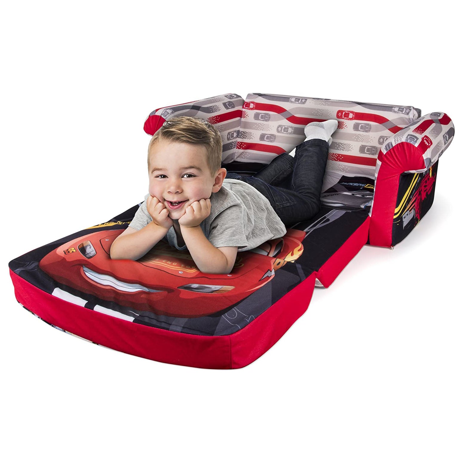 Marshmallow Furniture Comfy Foam Toddler Couch & Chair Package, Disney Cars 3