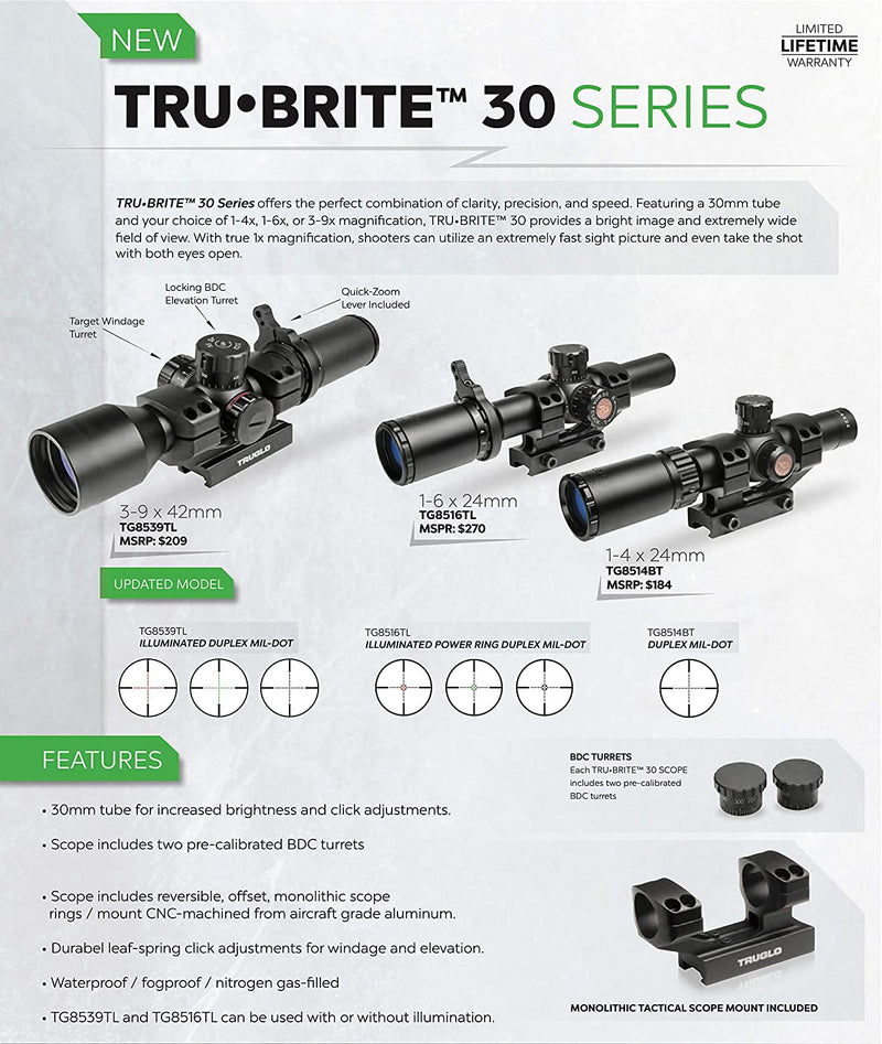 TruGlo Tactical 3 to 9x42 Rifle Scope w/Etched Mil Dot Reticle (For Parts)