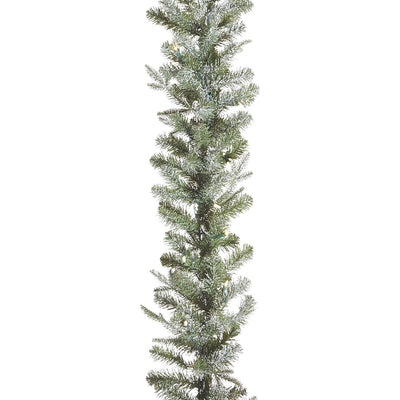 NOMA 9' Pre-Lit Flocked Frosted Fir Garland w/35 Warm White Lights(Used)