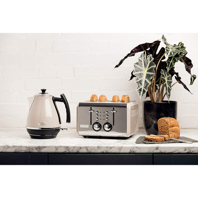Haden Cotswold 1.7 Liter Stainless Steel Body Retro Electric Kettle, Putty Beige - VMInnovations