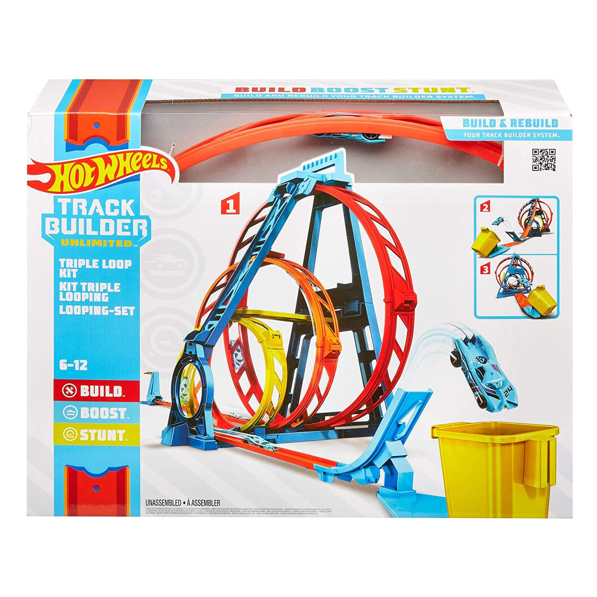 Hot Wheels Track Builder Unlimited Triple Loop Jump Stunt Kit with Vehicle(Used)