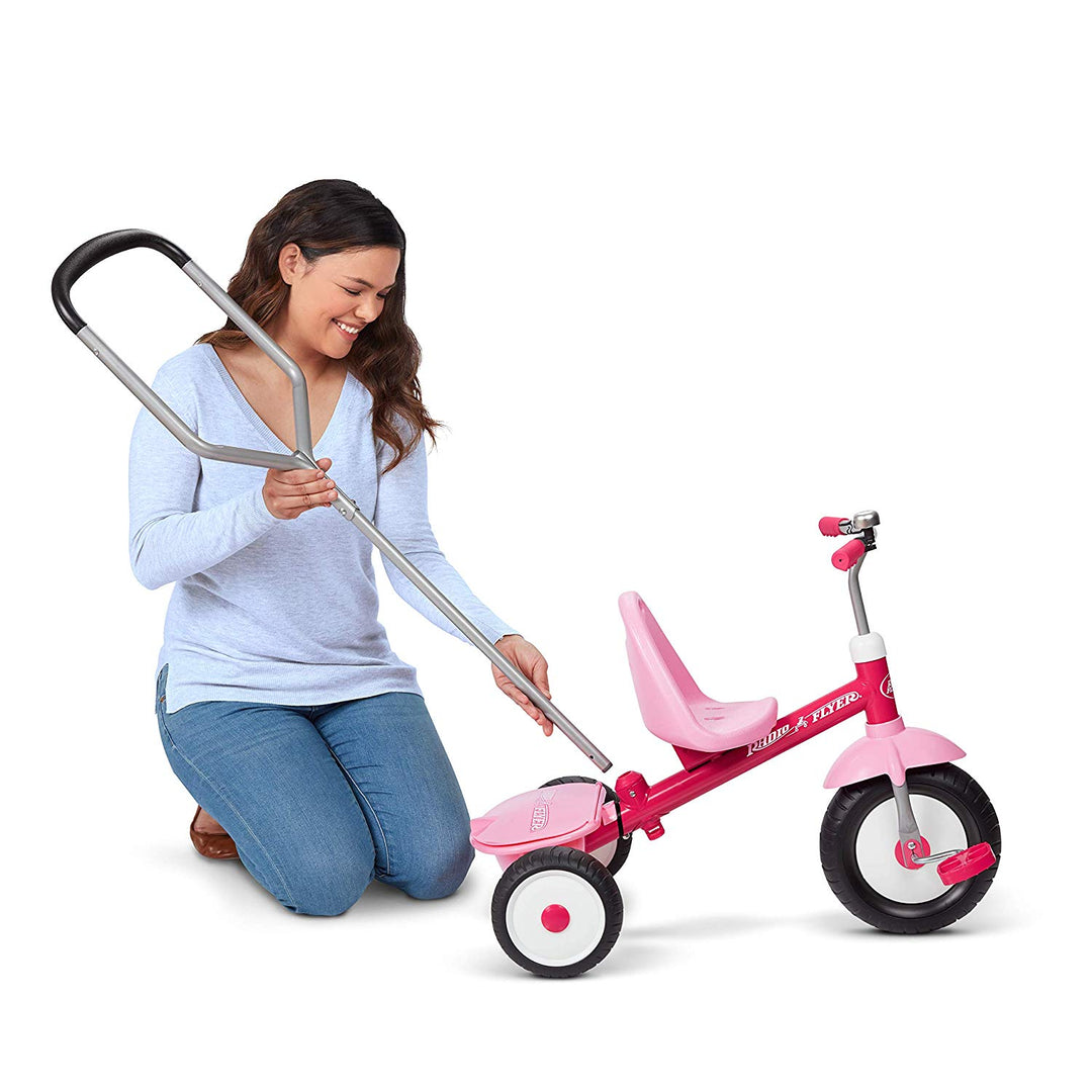 Radio Flyer Deluxe Steer and Stroll Kids Tricycle, Pink (Used)